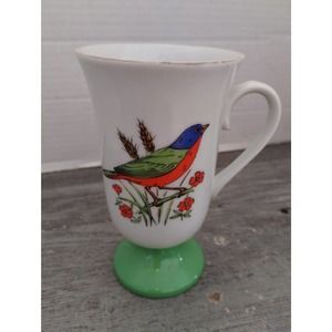 Song Bird Pedestal Mug Irish Coffee Cup FRED ROBERTS Green